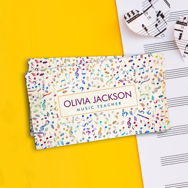 Colourful Music Notes pattern  Business Card (Creator Uploaded)