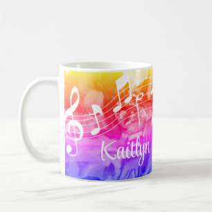 Colourful Music Notes Personalised Coffee Mug
