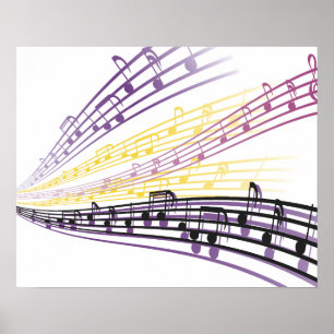colourful music notes poster