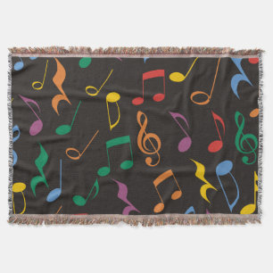 Colourful Music Notes Throw Blanket