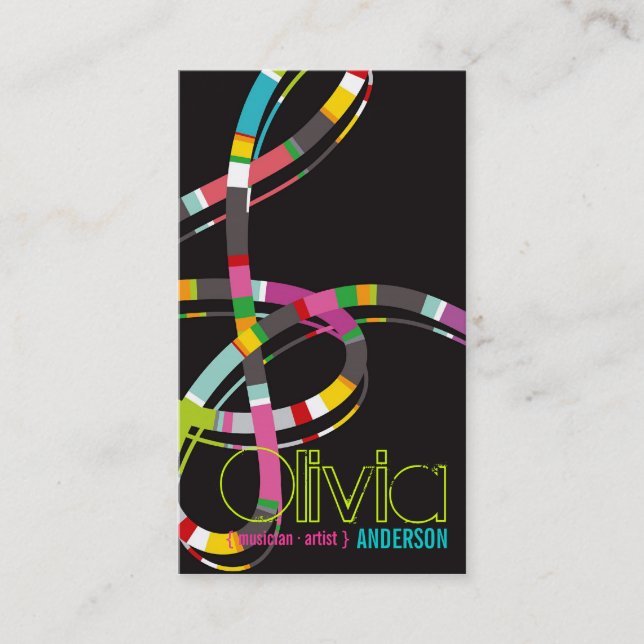 Colourful Music Notes Treble String Artist Art Business Card (Front)