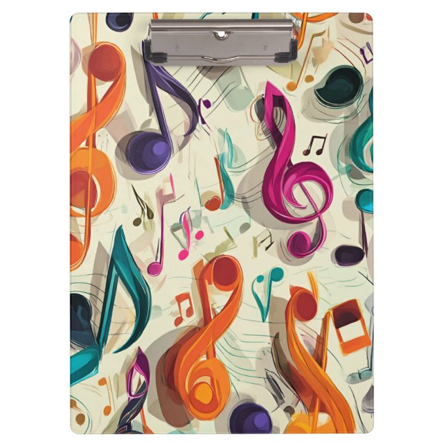 Colourful Music Pattern Clipboard (Front)