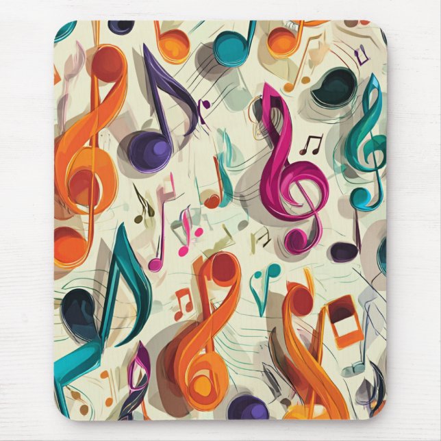 Colourful Music Pattern Mouse Mat (Front)
