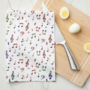 Colourful music pattern tea towel
