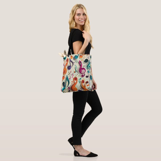 Colourful Music Pattern Tote Bag (On Model)