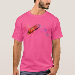 Colourful Music Sheet with Harmonica for Harmonica T-Shirt