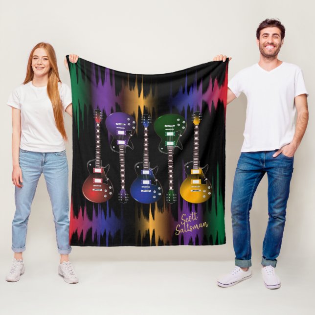 Colourful Music Sound and Guitars Fleece Blanket (In Situ)