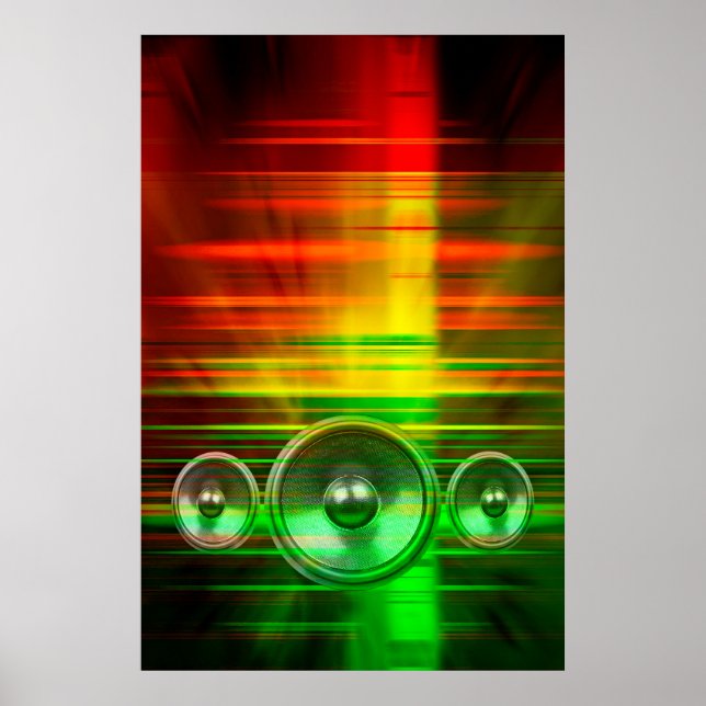 Colourful music speakers poster (Front)