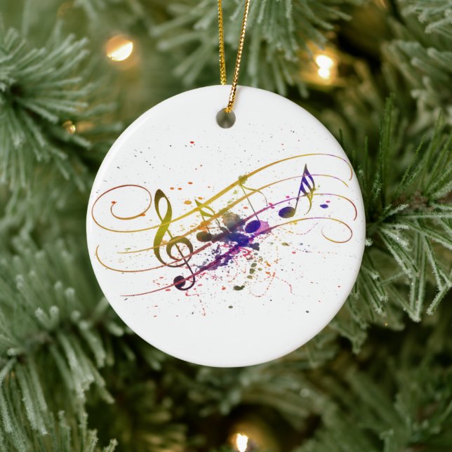 Colourful music splatter ceramic tree decoration (Tree)