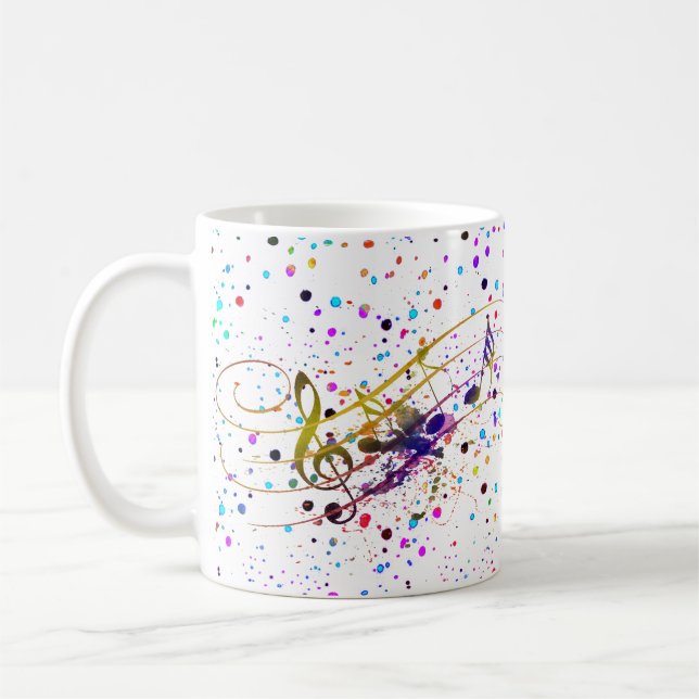 Colourful music splatter coffee mug (Left)