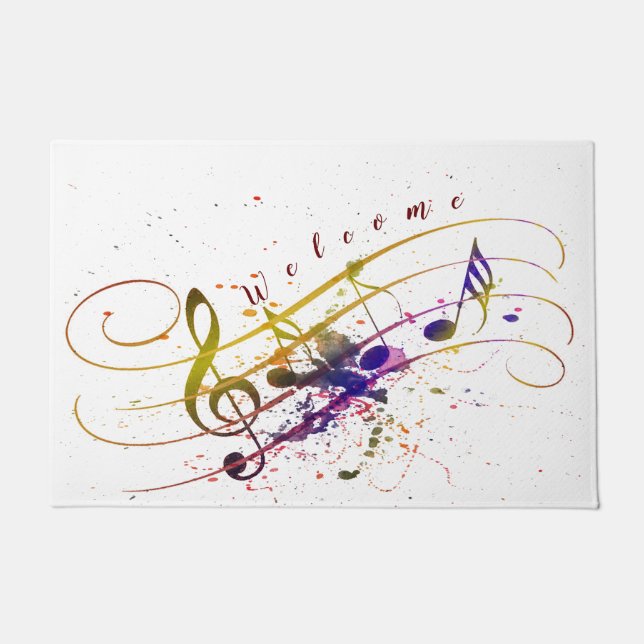 Colourful music splatter Door Mat (Front)