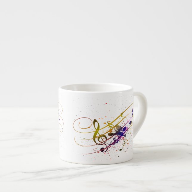 Colourful music splatter espresso cup (Front Right)