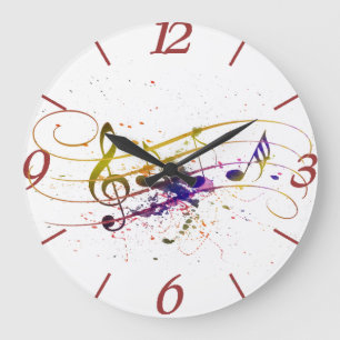 Colourful music splatter large clock