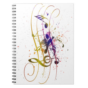 Colourful music splatter notebook
