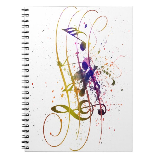 Colourful music splatter notebook (Front)