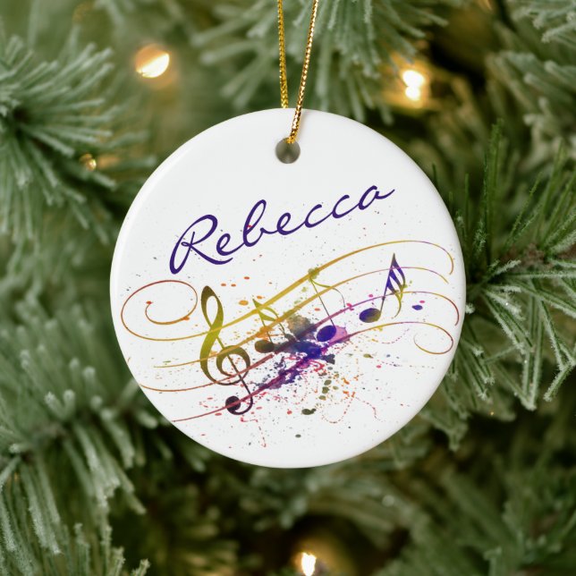 Colourful music splatter personalised ceramic tree decoration (Tree)