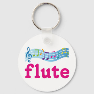 Colourful Music Staff Flute Design Gift Key Ring