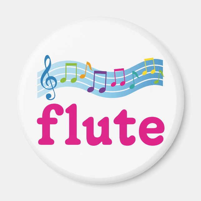 Colourful Music Staff Flute Design Gift Magnet (Front)