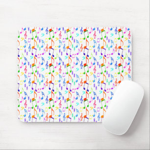 Colourful Music Symbols On White Mouse Mat