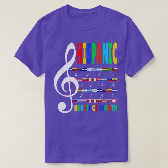 Colourful Music Teacher Kid National Hispanic Heri T-Shirt (Design Front)
