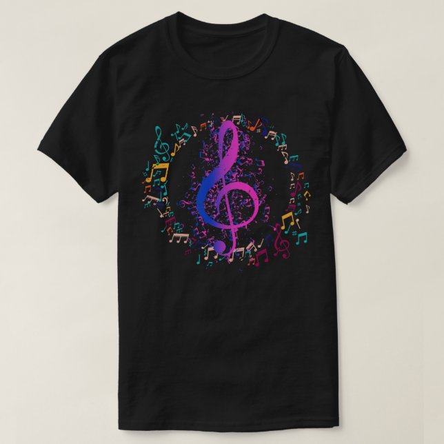 Colourful Music Treble Clef T-Shirt (Design Front)