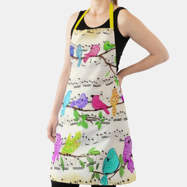 Colourful Musical Birds Apron Spring Joy Music (Insitu)