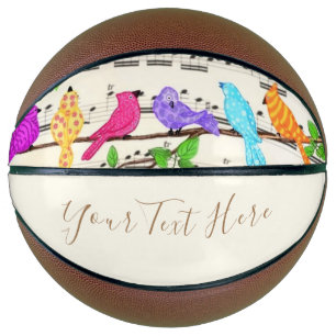 Colourful Musical Birds Basketball with Custom Tex