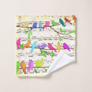 Colourful Musical Birds Bath Towel Set
