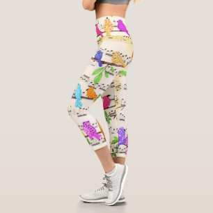 Colourful Musical Birds Capri Leggings Spring