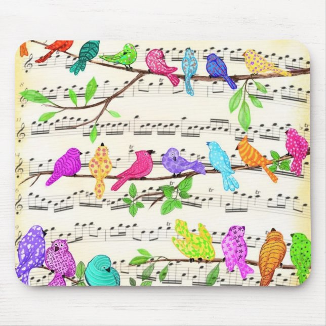 Colourful Musical Birds Mouse Pad Spring (Front)