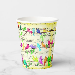 Colourful Musical Birds Paper Cups Spring Song