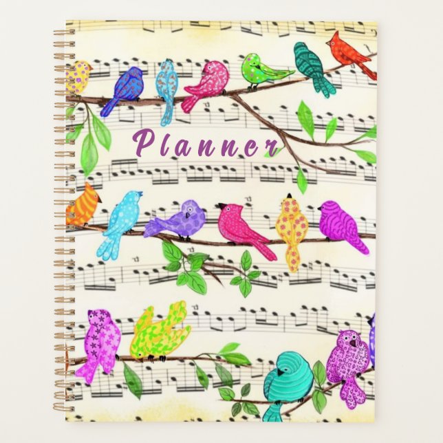 Colourful Musical Birds Planner (Front)