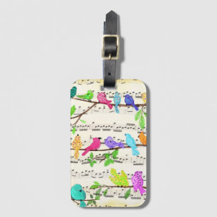 Colourful Musical Birds Symphony Luggage Tag