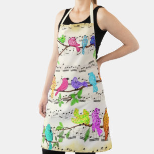 Colourful Musical Birds Symphony Magic Song Apron