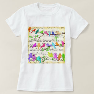 Colourful Musical Birds T-Shirt Spring
