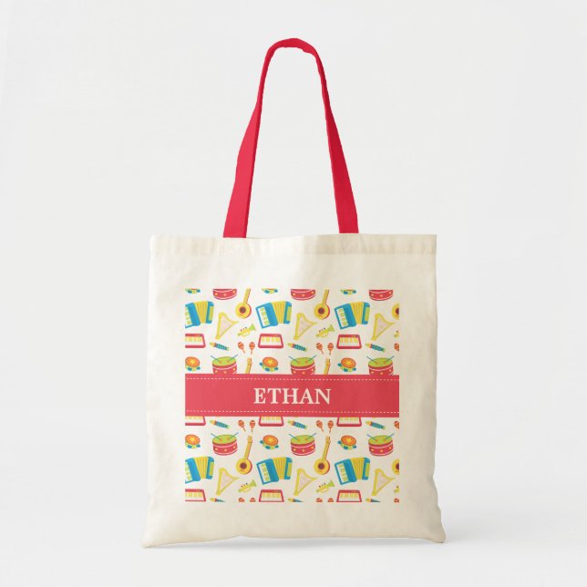 Colourful Musical Instruments Pattern For Kids Tote Bag (Front)