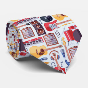 Colourful musical instruments pattern  tie