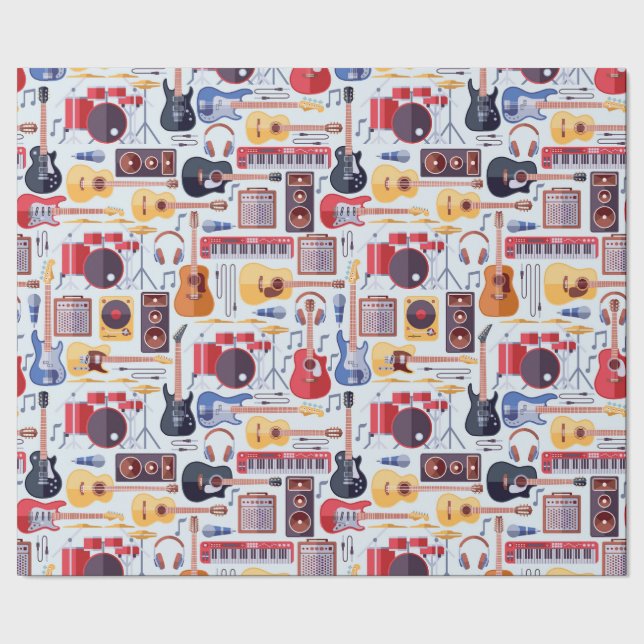 Colourful musical instruments pattern wrapping paper (Seam)