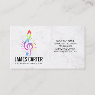 Colourful Musical Note   Orchestra Conductor Business Card