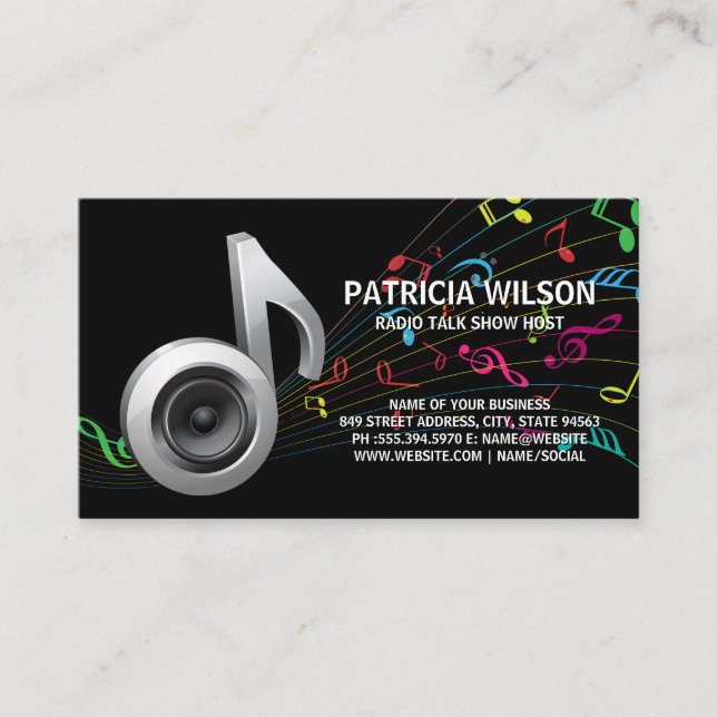 Colourful Musical Note | Subwoofer Business Card (Front)