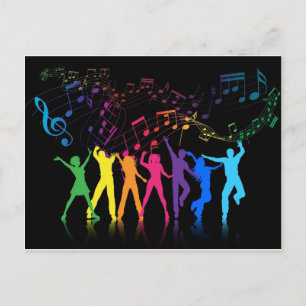 Colourful Musical Notes and Dancers Postcard