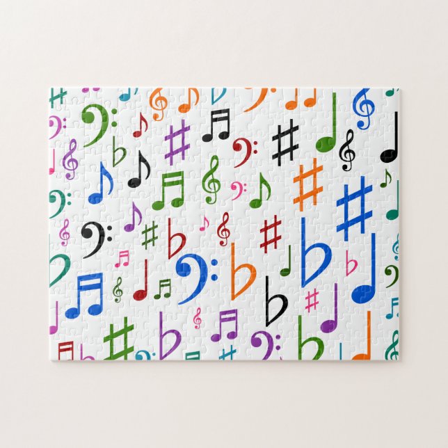 Colourful Musical Notes and Symbols Jigsaw Puzzle (Horizontal)