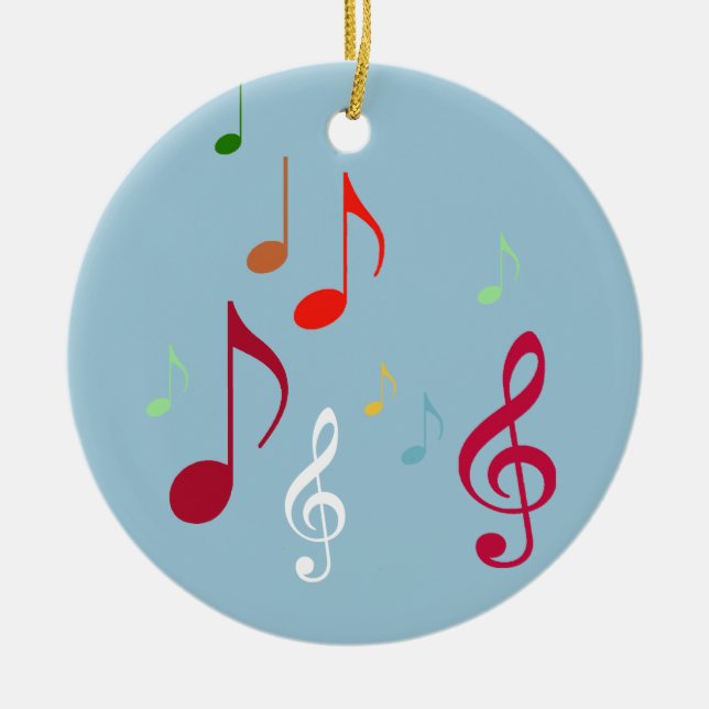 colourful musical notes ceramic tree decoration (Front)