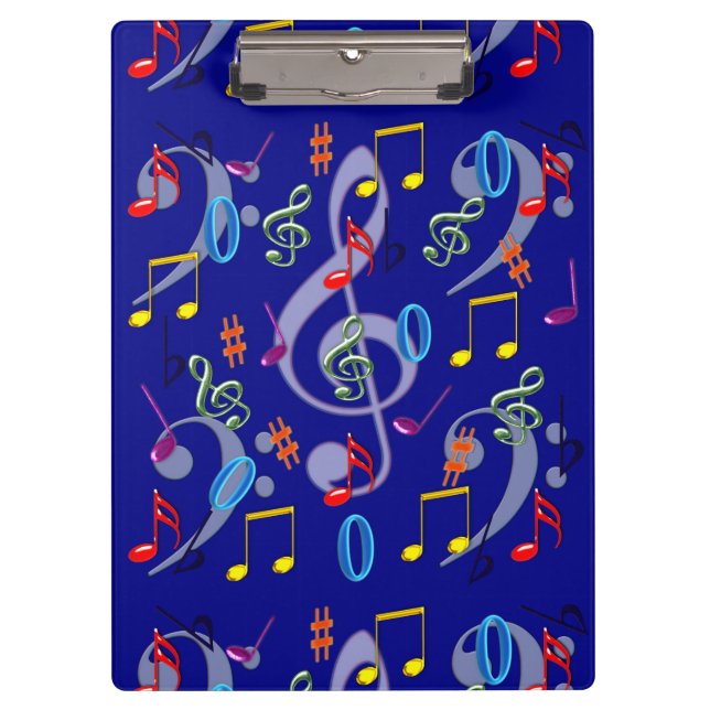 Colourful Musical notes Clipboard (Front)