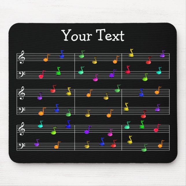 Colourful Musical Notes Customisable Mousepad (Front)