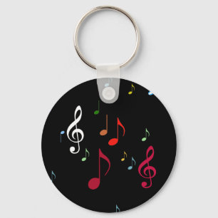 colourful musical notes key ring