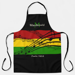 Colourful Musical Notes Monogram Personalised Apron