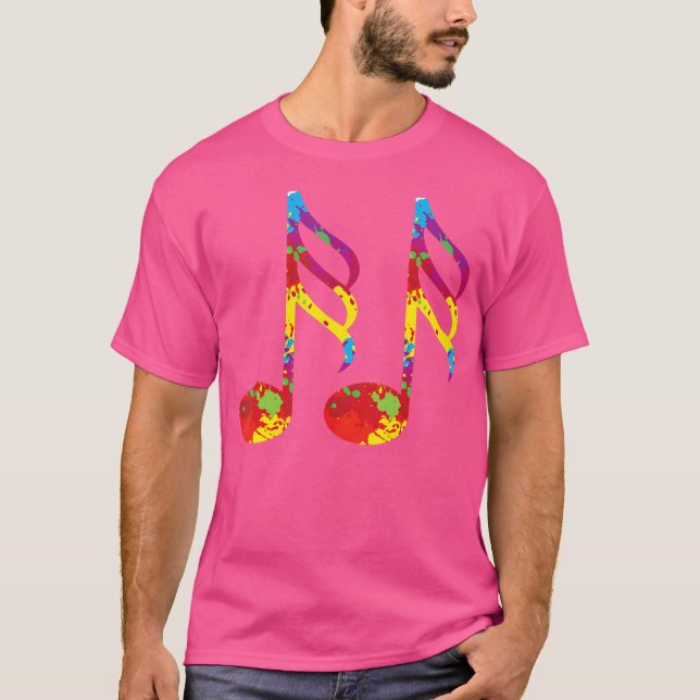 Colourful Musical Notes Music Sheet Musician Orche T-Shirt (Front)