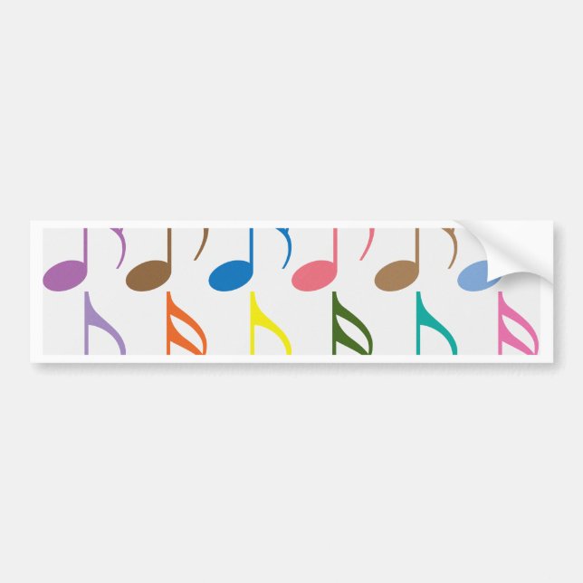Colourful musical notes pattern bumper sticker (Front)