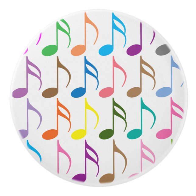 Colourful musical notes pattern ceramic knob (Front)